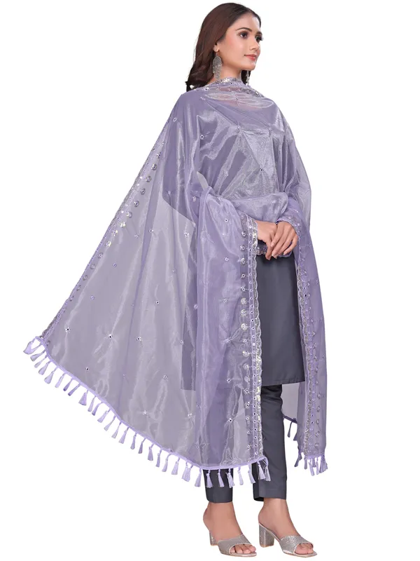 Mirror_Work_Organza_Dupatta_With_Sequin_Border_Tassels_Lavender