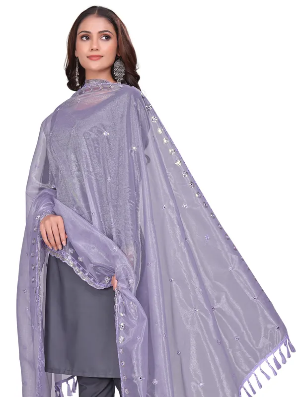 Mirror_Work_Organza_Dupatta_With_Sequin_Border_Tassels_Lavender