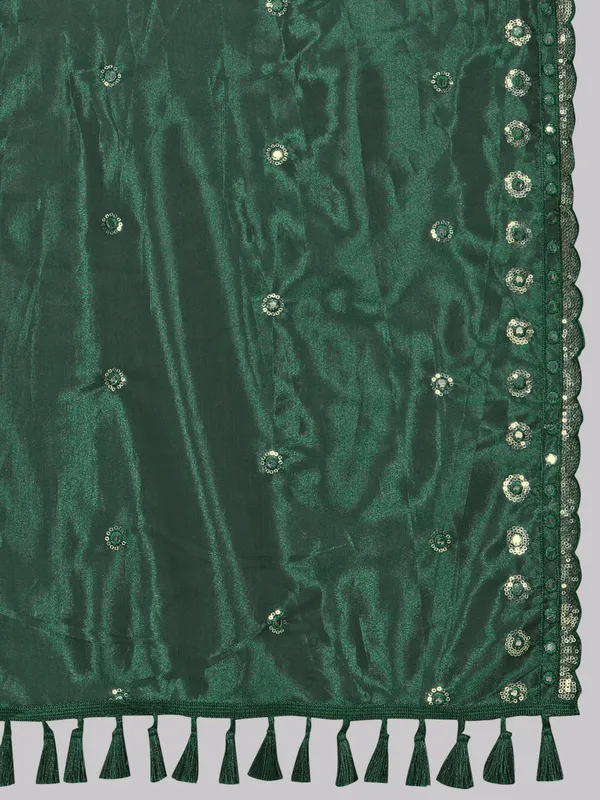 Mirror_Work_Organza_Dupatta_With_Sequin_Border_Tassels_Green