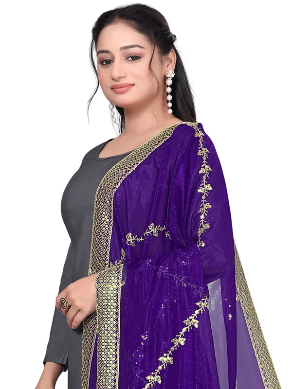 Zari_Embroidered_Organza_Dupatta_With_Sequin_Lace_Border_Violet