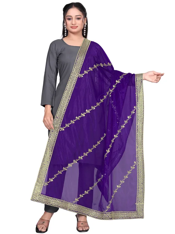 Zari_Embroidered_Organza_Dupatta_With_Sequin_Lace_Border_Violet