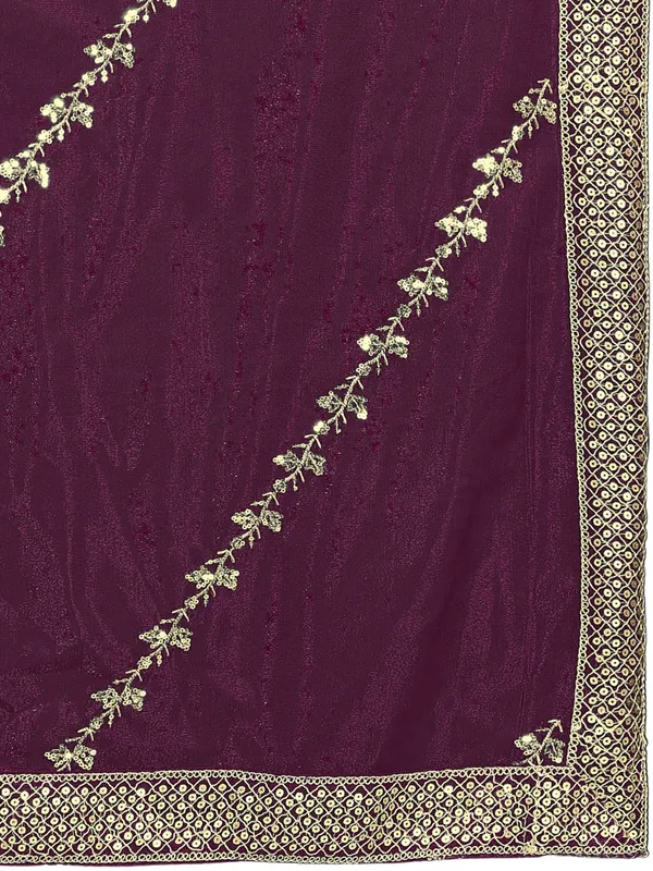 Zari_Embroidered_Organza_Dupatta_With_Sequin_Lace_Border_Wine