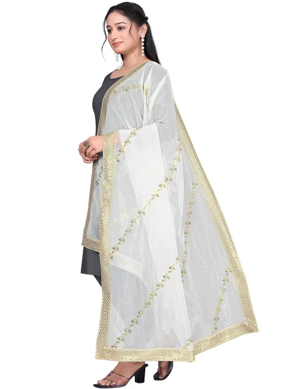 Zari_Embroidered_Organza_Dupatta_With_Sequin_Lace_Border_White