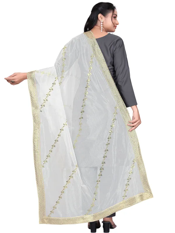 Zari_Embroidered_Organza_Dupatta_With_Sequin_Lace_Border_White