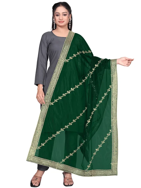 Zari_Embroidered_Organza_Dupatta_With_Sequin_Lace_Border_Green