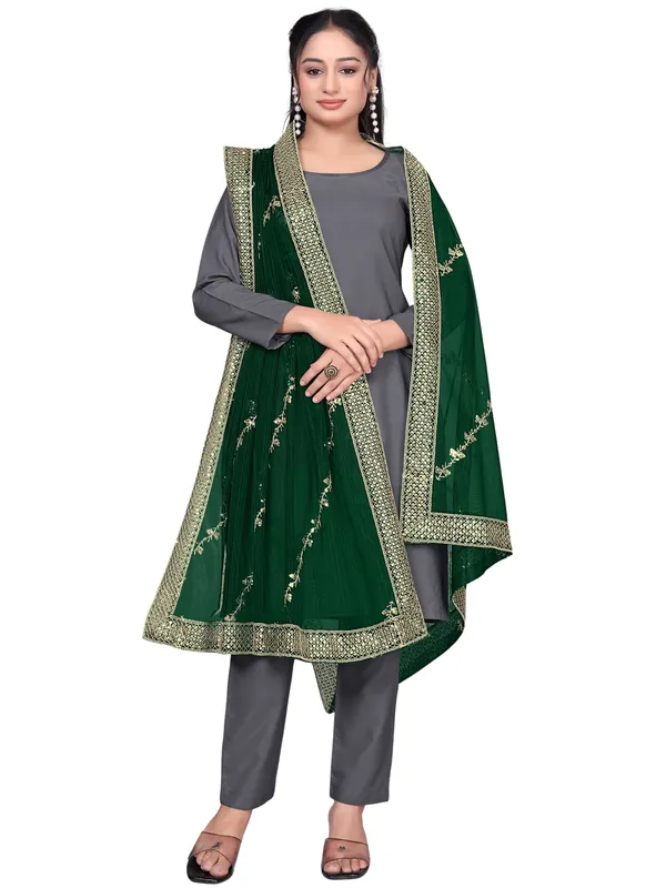 Zari_Embroidered_Organza_Dupatta_With_Sequin_Lace_Border_Green