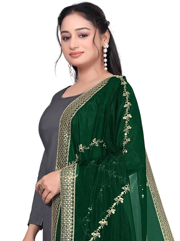 Zari_Embroidered_Organza_Dupatta_With_Sequin_Lace_Border_Green