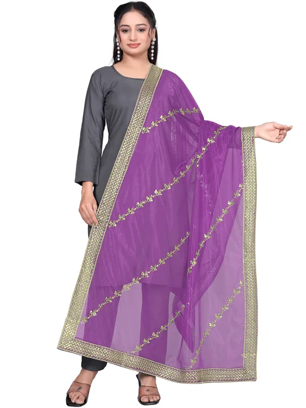 Zari_Embroidered_Organza_Dupatta_With_Sequin_Lace_Border_Lavender