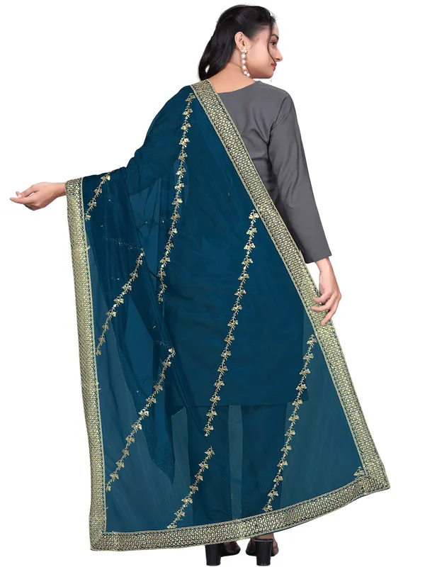 Zari_Embroidered_Organza_Dupatta_With_Sequin_Lace_Border_Kerosin_Blue