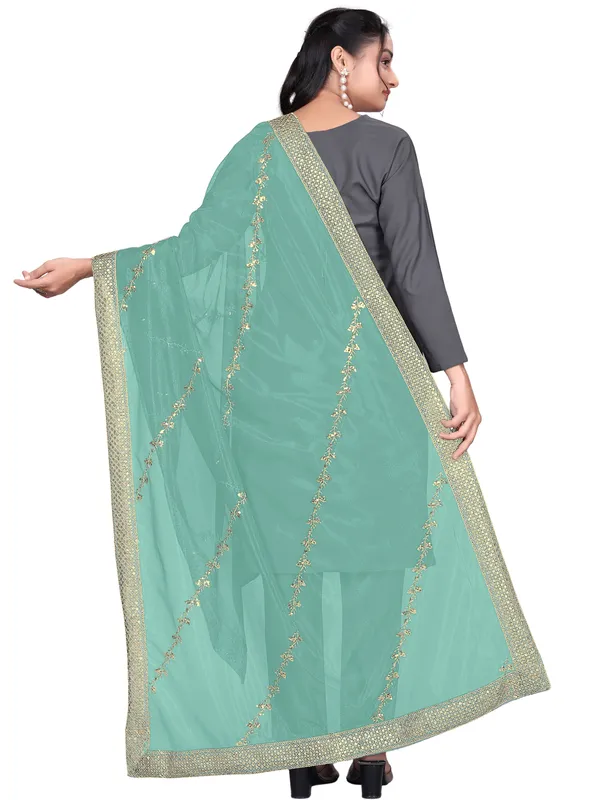 Zari_Embroidered_Organza_Dupatta_With_Sequin_Lace_Border_Pista_Green