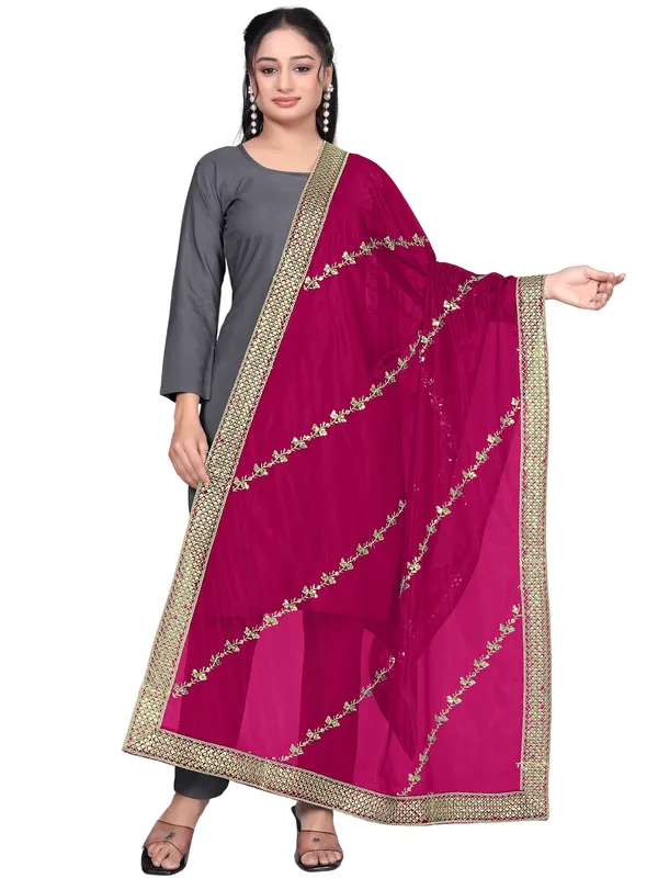 Zari_Embroidered_Organza_Dupatta_With_Sequin_Lace_Border_Pink