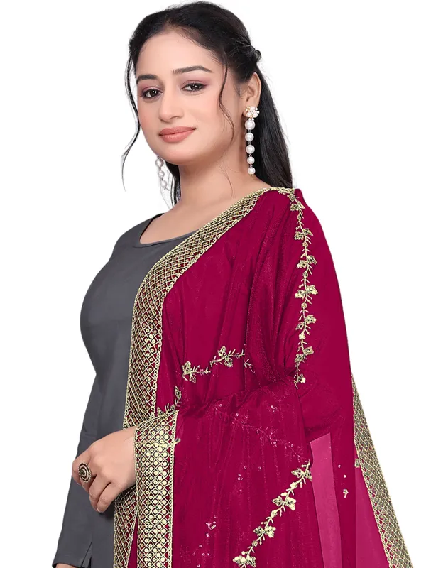 Zari_Embroidered_Organza_Dupatta_With_Sequin_Lace_Border_Pink