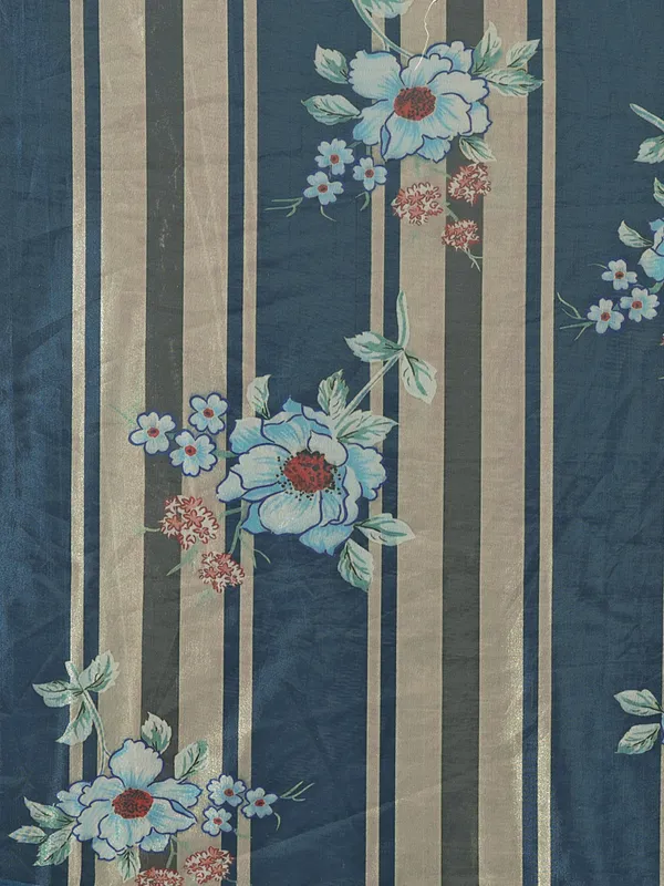 Organza_Dupatta_For_Women_Floral_Digital_Print_With_Tassels_Navy_Blue