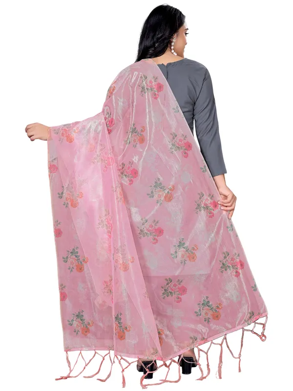 Organza_Dupatta_For_Women_Floral_Digital_Print_With_Tassels_Light_Pink