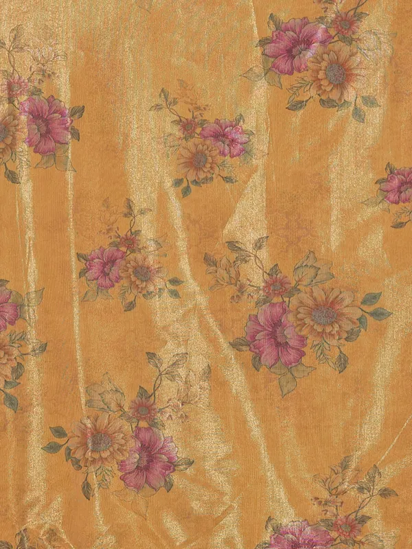 Organza_Dupatta_For_Women_Floral_Digital_Print_With_Tassels_Mustard_Yellow