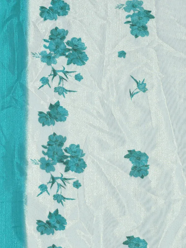 Organza_Dupatta_For_Women_Floral_Digital_Print_With_Tassels_Rama_Green