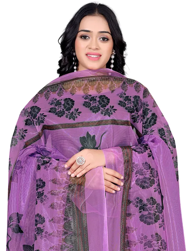 Organza_Dupatta_For_Women_Floral_Digital_Print_With_Tassels_Lavender