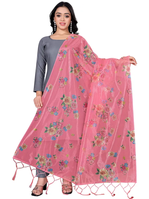 Organza_Dupatta_For_Women_Floral_Digital_Print_With_Tassels_Peach