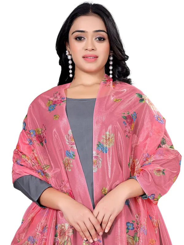 Organza_Dupatta_For_Women_Floral_Digital_Print_With_Tassels_Peach