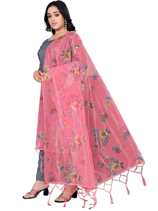 Organza_Dupatta_For_Women_Floral_Digital_Print_With_Tassels_Peach