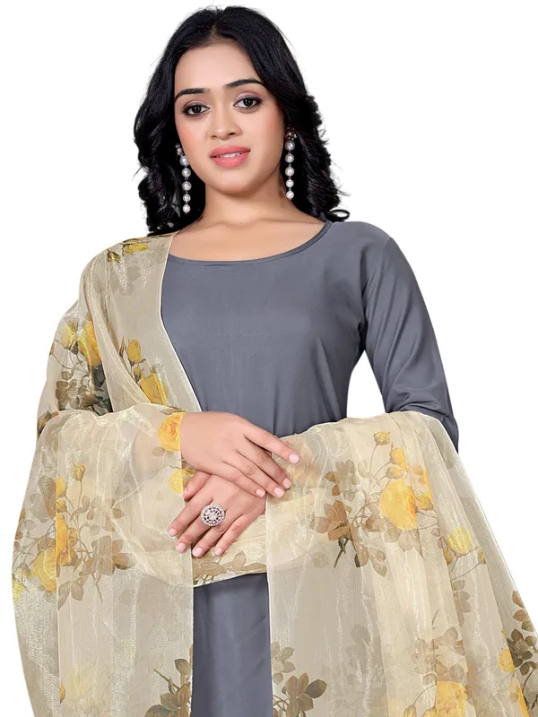 Organza_Dupatta_For_Women_Floral_Digital_Print_With_Tassels_Beige