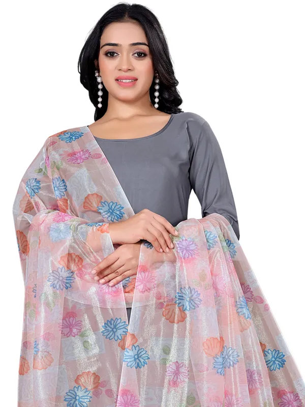 Organza_Dupatta_For_Women_Floral_Digital_Print_With_Tassels_White2
