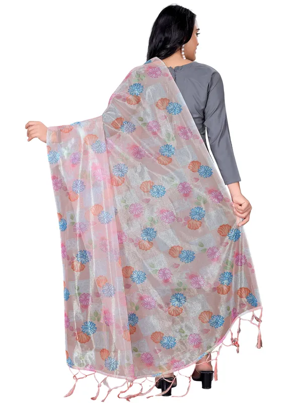 Organza_Dupatta_For_Women_Floral_Digital_Print_With_Tassels_White2