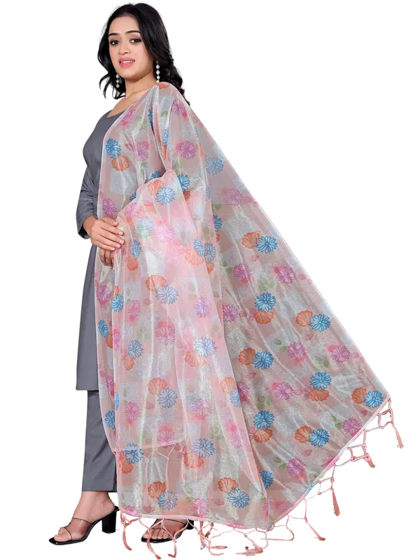 Organza_Dupatta_For_Women_Floral_Digital_Print_With_Tassels_White2