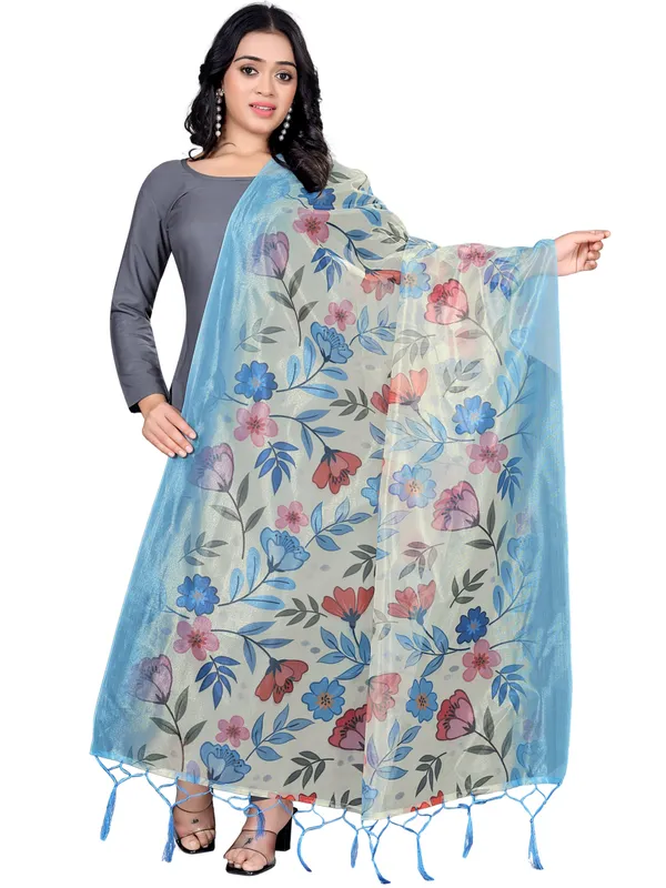 Organza_Dupatta_For_Women_Floral_Digital_Print_With_Tassels_White3