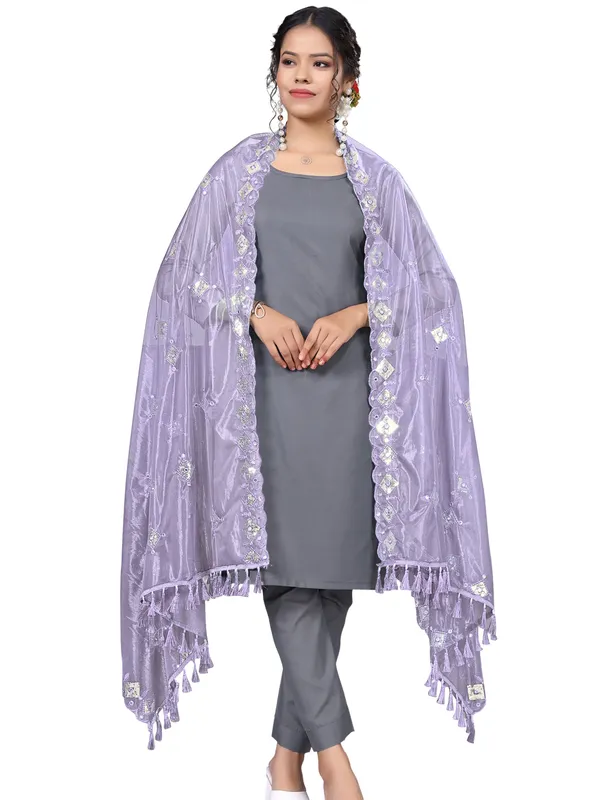 Organza_Embroidered_Dupatta_With_Sequins_Mirror_Work_Tassels_Lavender