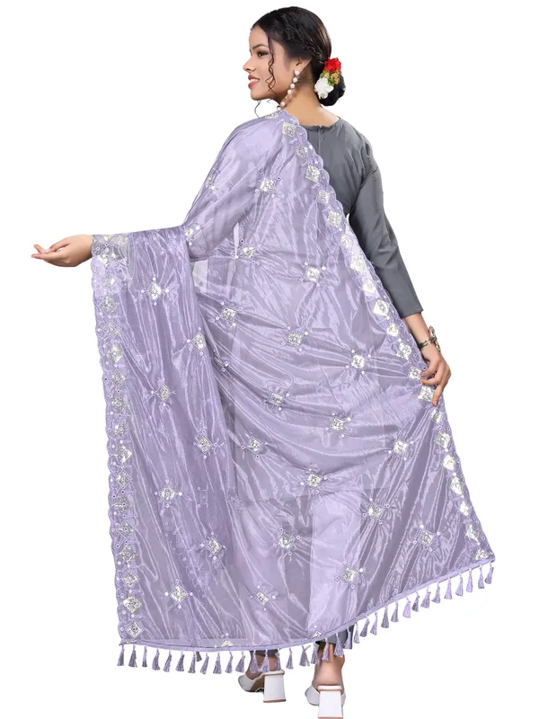 Organza_Embroidered_Dupatta_With_Sequins_Mirror_Work_Tassels_Lavender