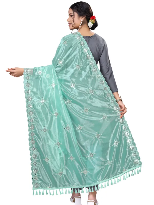 Organza_Embroidered_Dupatta_With_Sequins_Mirror_Work_Tassels_Sky_Blue