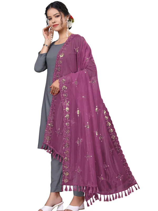 Organza_Embroidered_Dupatta_With_Sequins_Mirror_Work_Tassels_Pink