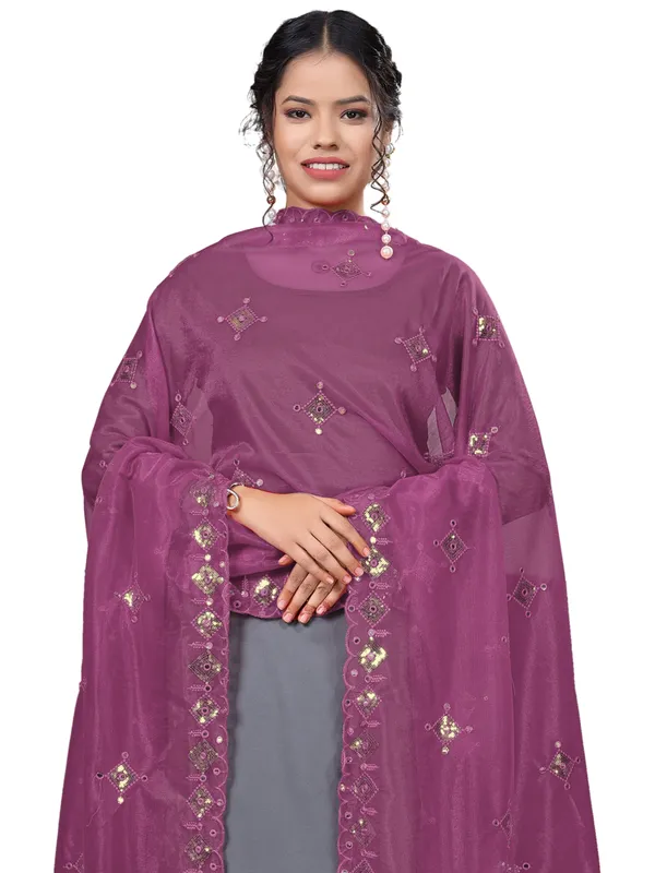 Organza_Embroidered_Dupatta_With_Sequins_Mirror_Work_Tassels_Pink
