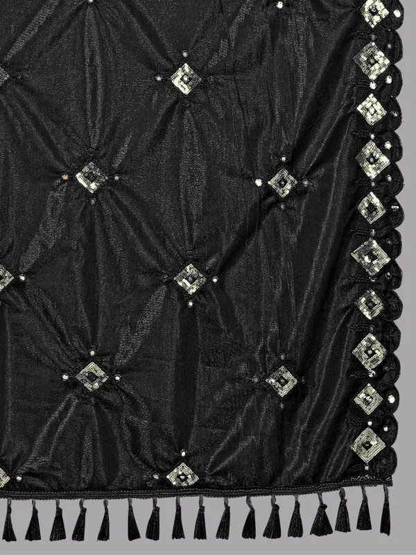 Organza_Embroidered_Dupatta_With_Sequins_Mirror_Work_Tassels_Black