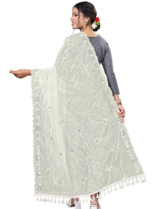 Organza_Embroidered_Dupatta_With_Sequins_Mirror_Work_Tassels_White