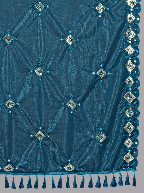 Organza_Embroidered_Dupatta_With_Sequins_Mirror_Work_Tassels_Kerosin_Blue
