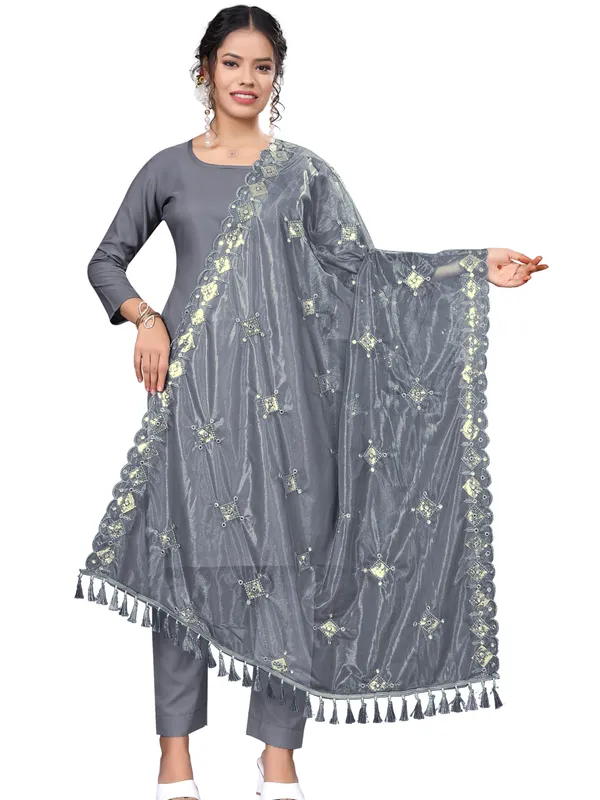 Organza_Embroidered_Dupatta_With_Sequins_Mirror_Work_Tassels_Grey