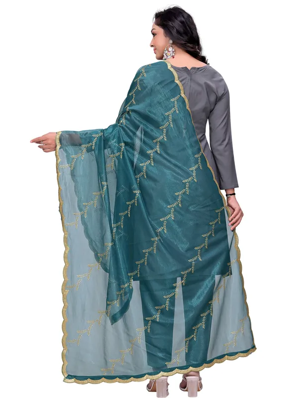 Organza_Embroidered_Dupatta_With_Sequin_Work_Scalloped_Border_Kerosin_Blue