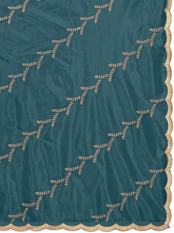 Organza_Embroidered_Dupatta_With_Sequin_Work_Scalloped_Border_Kerosin_Blue