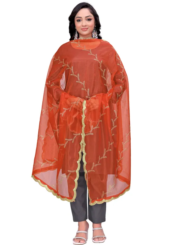 Organza_Embroidered_Dupatta_With_Sequin_Work_Scalloped_Border_Rust
