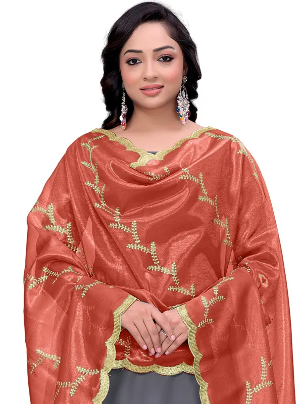 Organza_Embroidered_Dupatta_With_Sequin_Work_Scalloped_Border_Rust