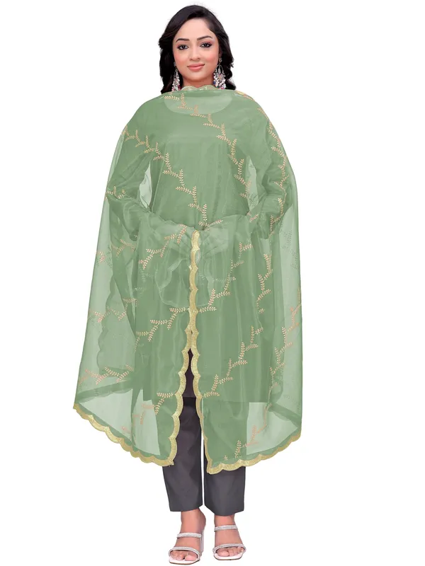 Organza_Embroidered_Dupatta_With_Sequin_Work_Scalloped_Border_Pista_Green