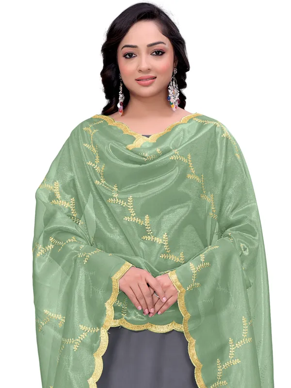 Organza_Embroidered_Dupatta_With_Sequin_Work_Scalloped_Border_Pista_Green