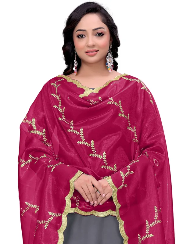 Organza_Embroidered_Dupatta_With_Sequin_Work_Scalloped_Border_Pink