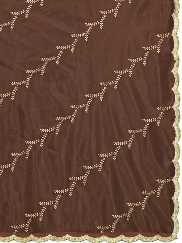 Organza_Embroidered_Dupatta_With_Sequin_Work_Scalloped_Border_Brown