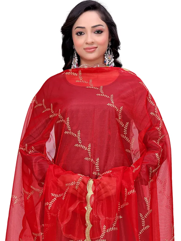 Organza_Embroidered_Dupatta_With_Sequin_Work_Scalloped_Border_Red