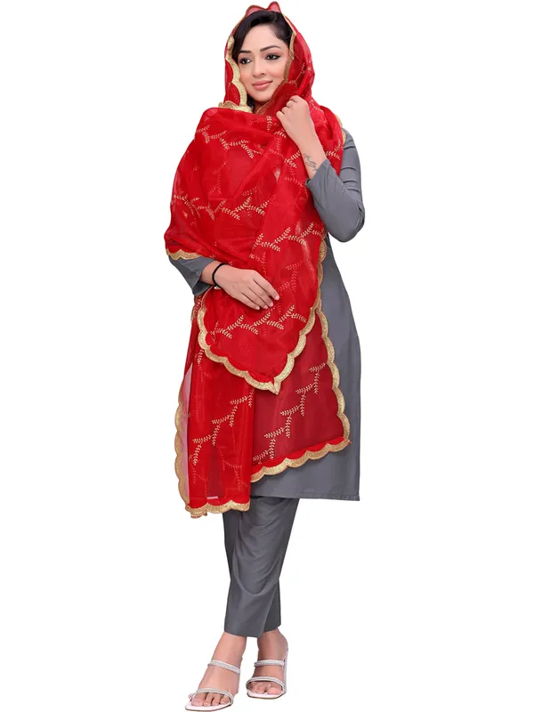 Organza_Embroidered_Dupatta_With_Sequin_Work_Scalloped_Border_Red