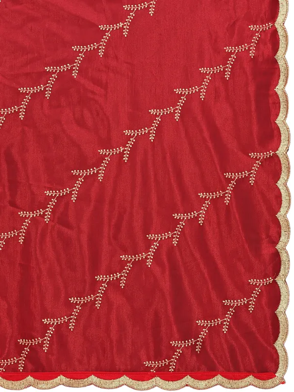 Organza_Embroidered_Dupatta_With_Sequin_Work_Scalloped_Border_Red
