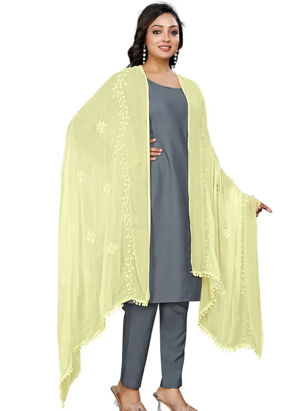 Chiffon_Embroidered_Dupatta_With_Floral_Butis_Pom_Pom_Lace_Cream